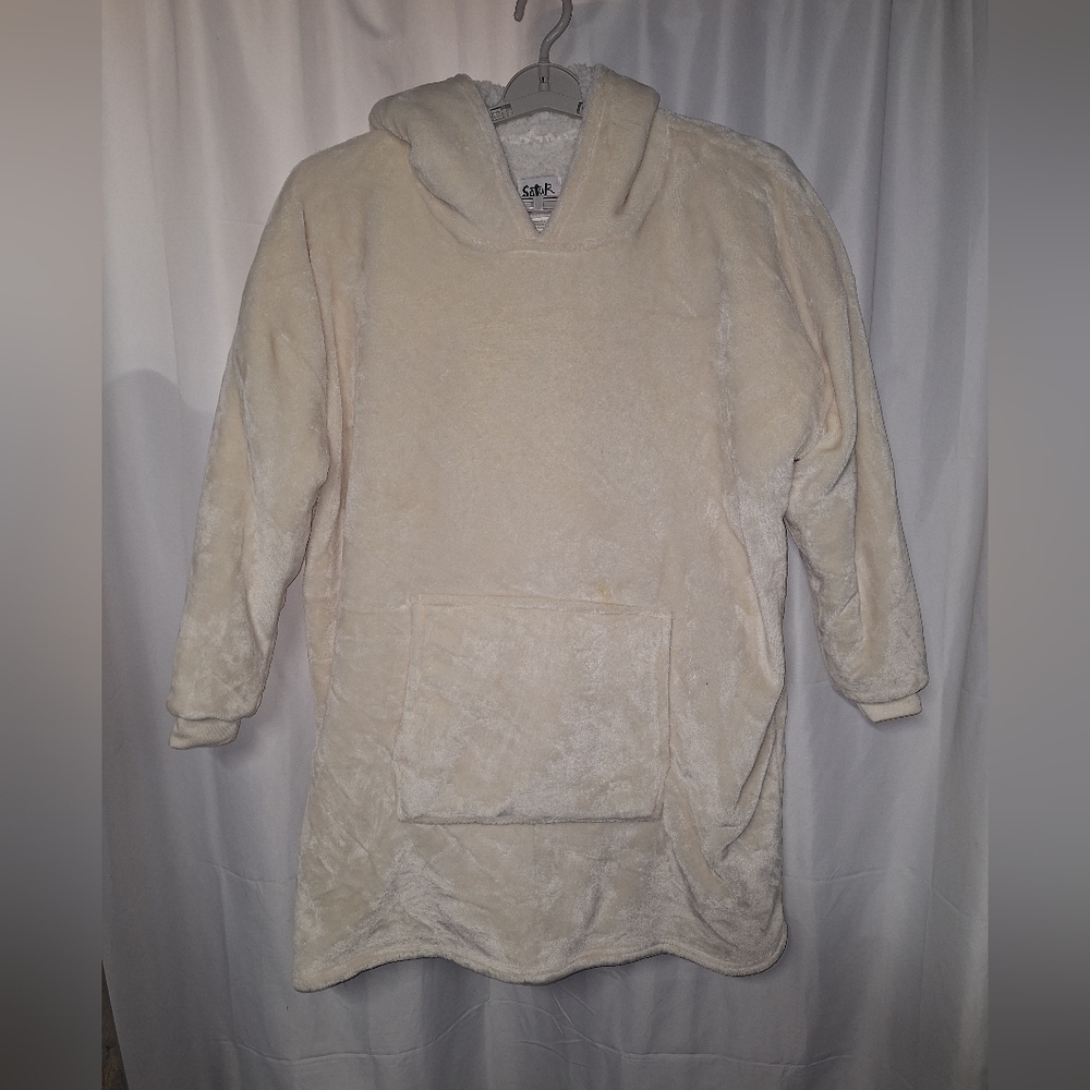 Cozy Cream Hooded Tunic Warm Sherpa Lined
